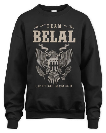 BELAL TP06-K82 – Personalized Classic Style Apparel “Team NAME Lifetime Member” - Unisex Sweatshirt - Black