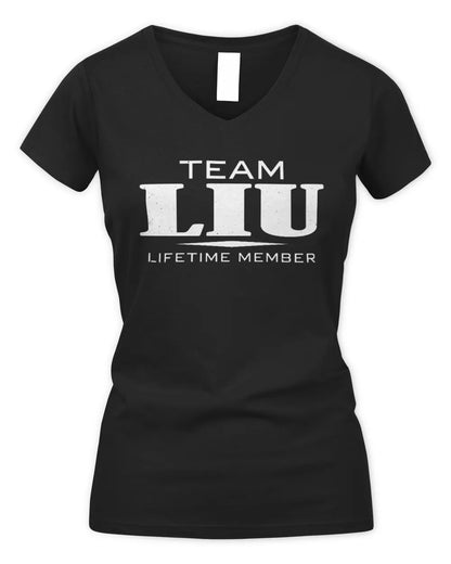LIU BL62-K4-128 - Personalized “Team NAME Lifetime Member” - Women's V-Neck T-Shirt - Black