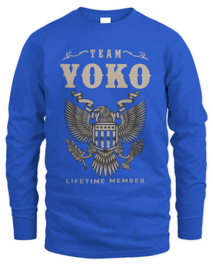 YOKO TP06-K82 – Personalized Classic Style Apparel “Team NAME Lifetime Member” - Men's Long Sleeved T-Shirt - Royal