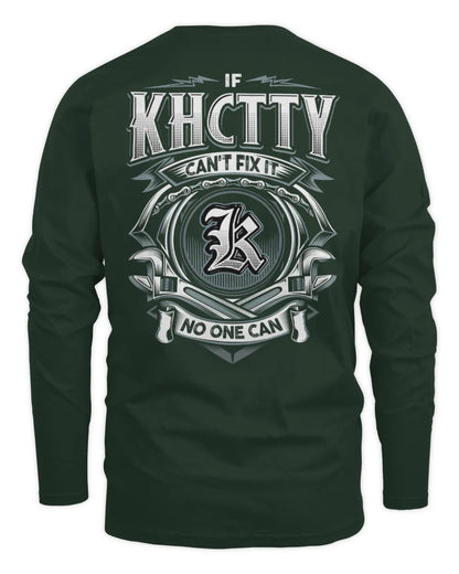 KHCTTY AP81-K4-626 - Personalized Ahmed Quote Apparel “If Ahmed Can't Fix It, No One Can” - Men's Long Sleeved T-Shirt - Forest Green