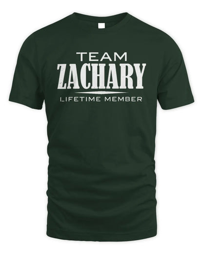 ZACHARY BL62-K4-128 - Personalized “Team NAME Lifetime Member” - Unisex Standard T-Shirt - Forest Green