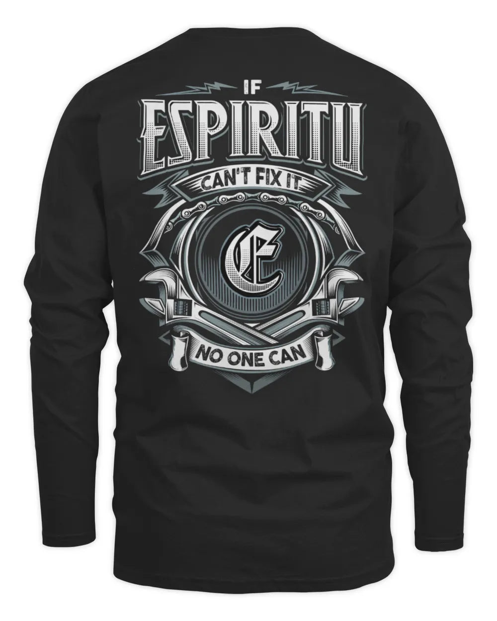 ESPIRITU AP81-K4-626 - Personalized Ahmed Quote Apparel “If Ahmed Can't Fix It, No One Can” - Men's Long Sleeved T-Shirt - Black