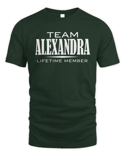 ALEXANDRA BL62-K4-128 - Personalized “Team NAME Lifetime Member” - Unisex Standard T-Shirt - Forest Green