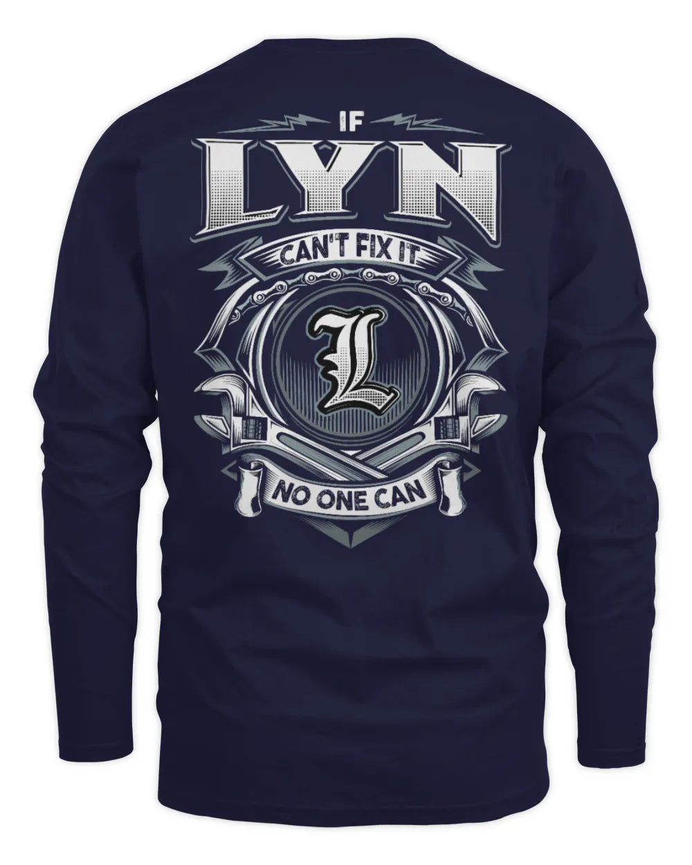 LYN AP81-K4-626 - Personalized Ahmed Quote Apparel “If Ahmed Can't Fix It, No One Can” - Men's Long Sleeved T-Shirt - Navy