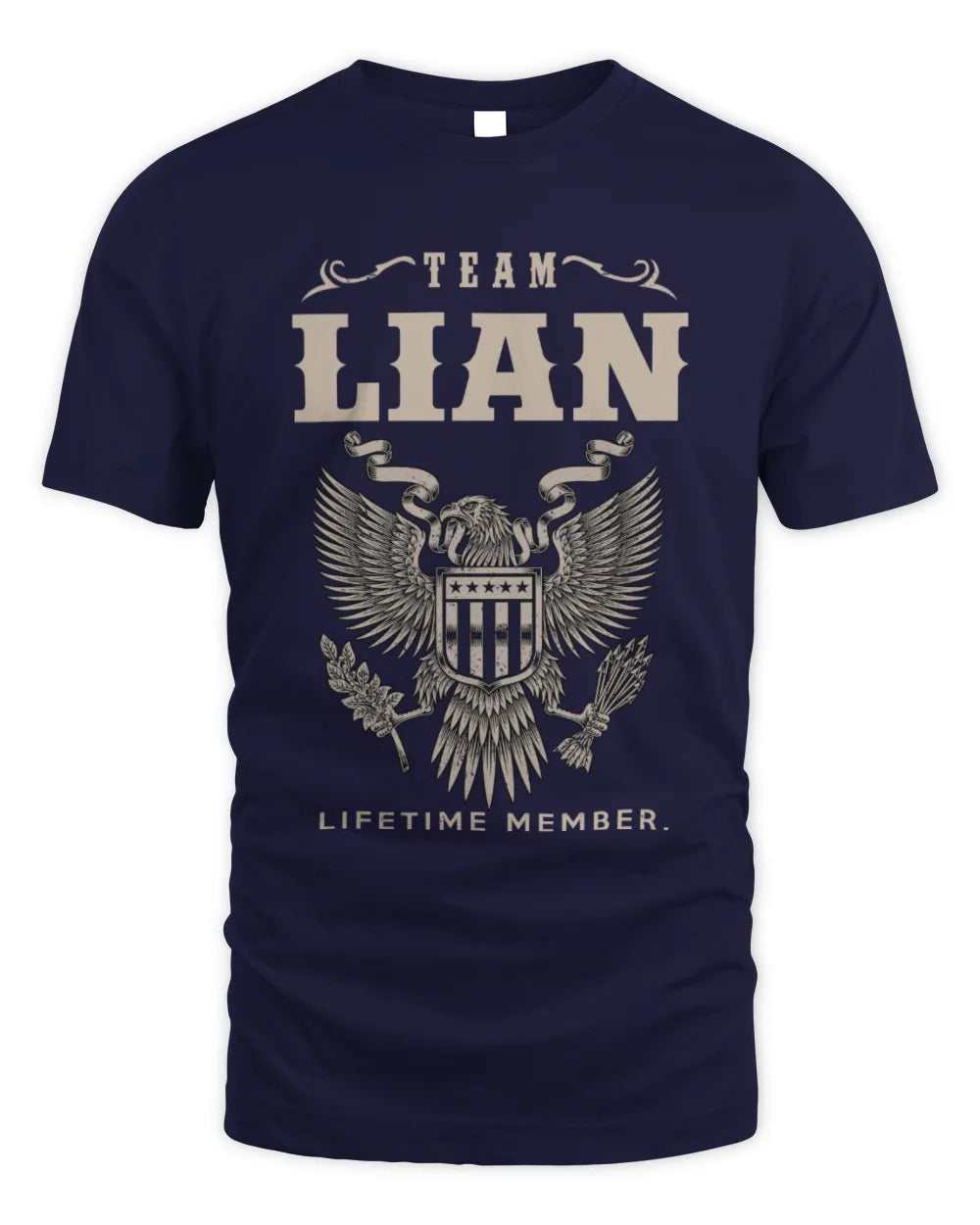 LIAN TP06-K82 – Personalized Classic Style Apparel “Team NAME Lifetime Member” - Unisex Standard T-Shirt - Navy