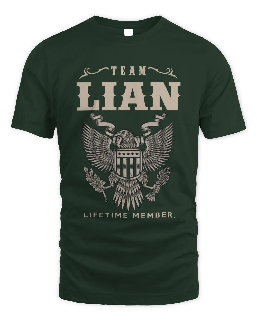 LIAN TP06-K82 – Personalized Classic Style Apparel “Team NAME Lifetime Member” - Unisex Standard T-Shirt - Forest Green