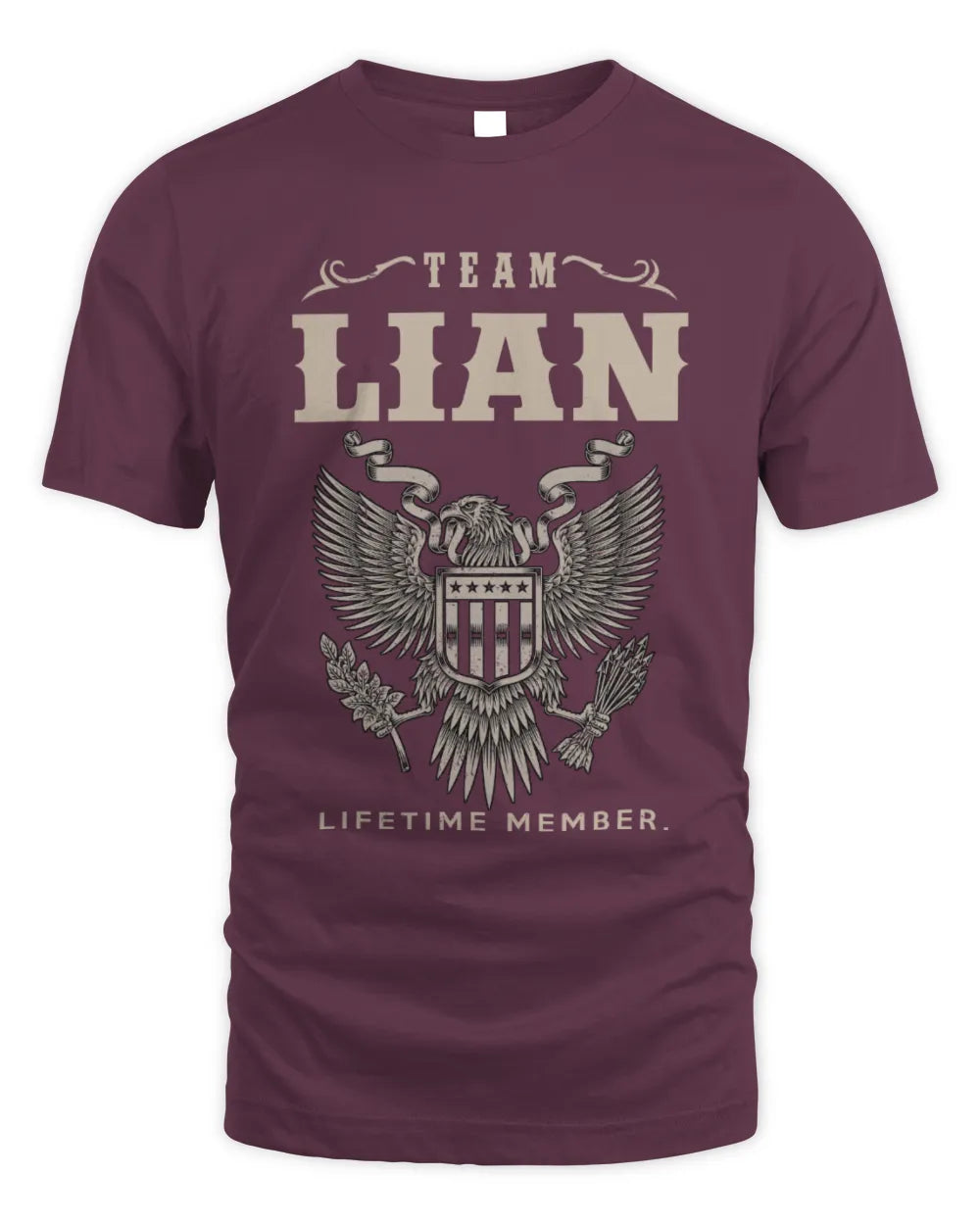 LIAN TP06-K82 – Personalized Classic Style Apparel “Team NAME Lifetime Member” - Unisex Standard T-Shirt - Maroon