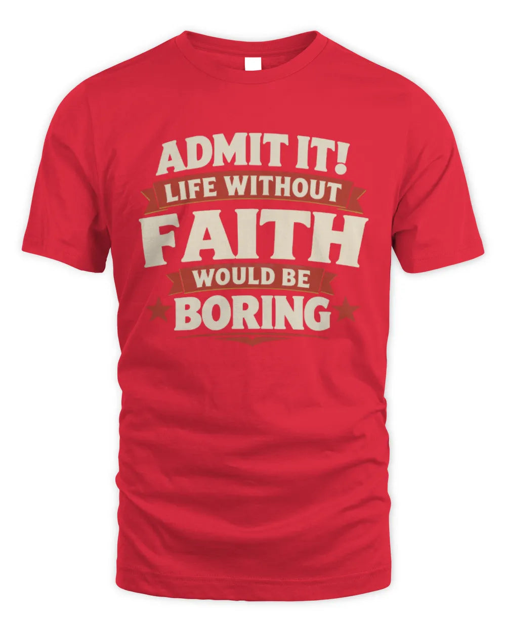 FAITH P4 KT003 Personalized Funny Quote Apparel “Life Without NAME Would Be Boring” - Unisex Standard T-Shirt - Red