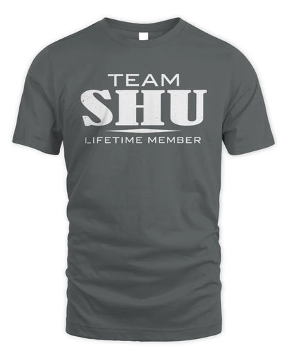 SHU BL62-K4-128 - Personalized “Team NAME Lifetime Member” - Unisex Standard T-Shirt - Charcoal