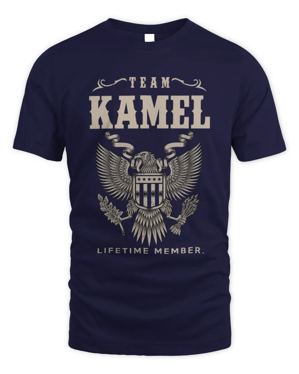 KAMEL TP06-K82 – Personalized Classic Style Apparel “Team NAME Lifetime Member” - Unisex Standard T-Shirt - Navy