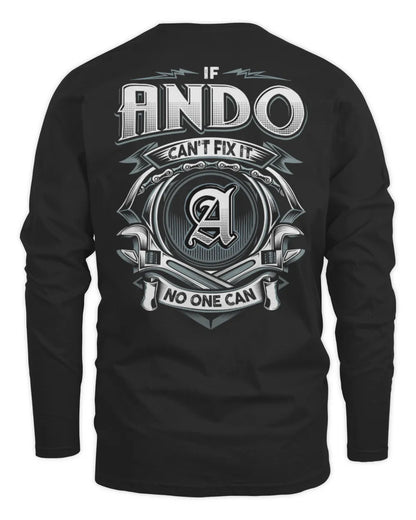 ANDO AP81-K4-626 - Personalized Ahmed Quote Apparel “If Ahmed Can't Fix It, No One Can” - Men's Long Sleeved T-Shirt - Black