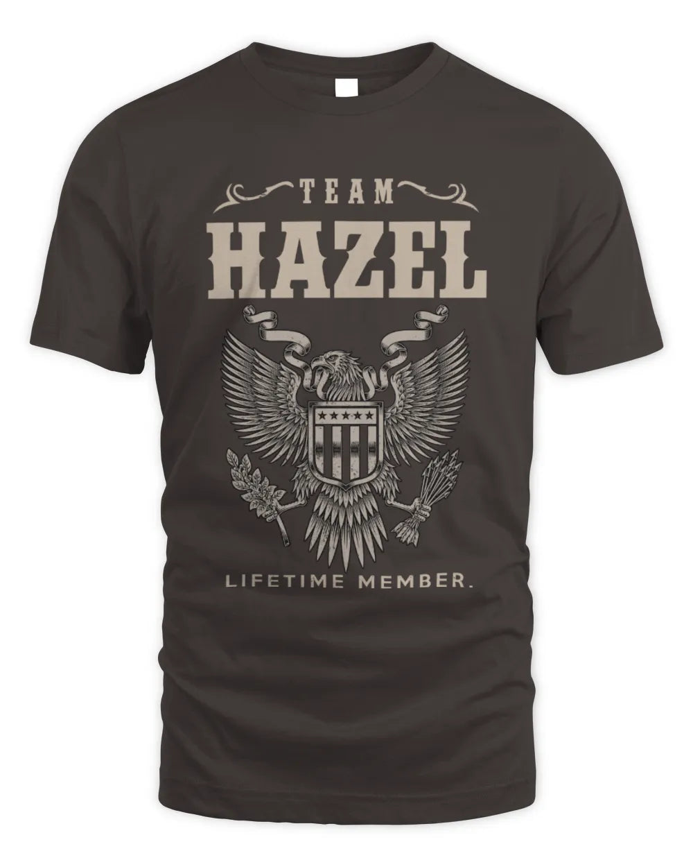 HAZEL TP06-K82 – Personalized Classic Style Apparel “Team NAME Lifetime Member” - Unisex Standard T-Shirt - Dark Chocolate