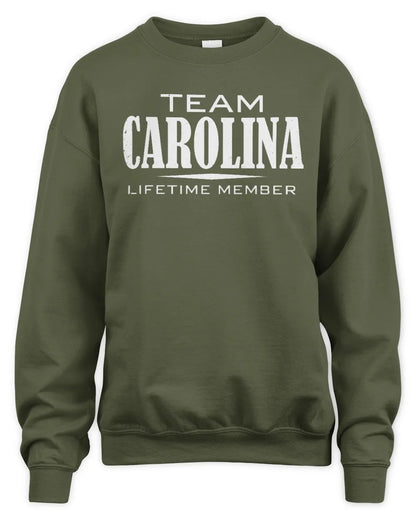 CAROLINA BL62-K4-128 - Personalized “Team NAME Lifetime Member” - Unisex Sweatshirt - Military Green