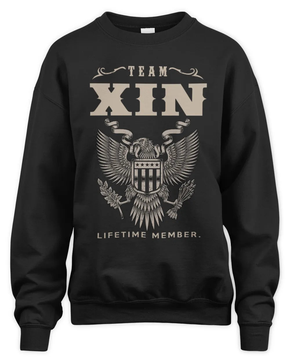 XIN TP06-K82 – Personalized Classic Style Apparel “Team NAME Lifetime Member” - Unisex Sweatshirt - Black