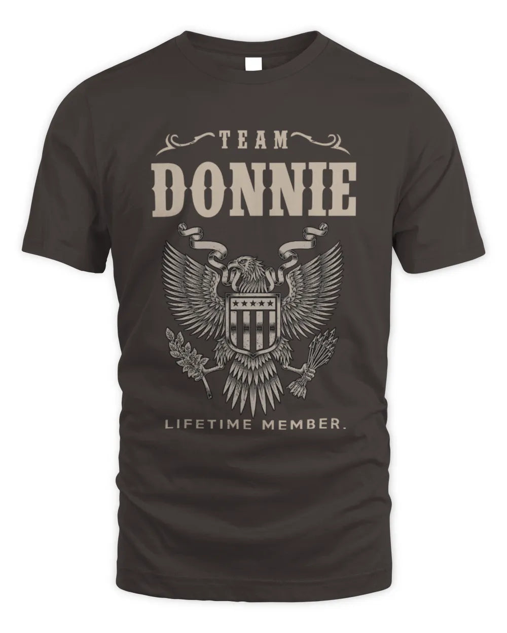 DONNIE TP06-K82 – Personalized Classic Style Apparel “Team NAME Lifetime Member” - Unisex Standard T-Shirt - Dark Chocolate