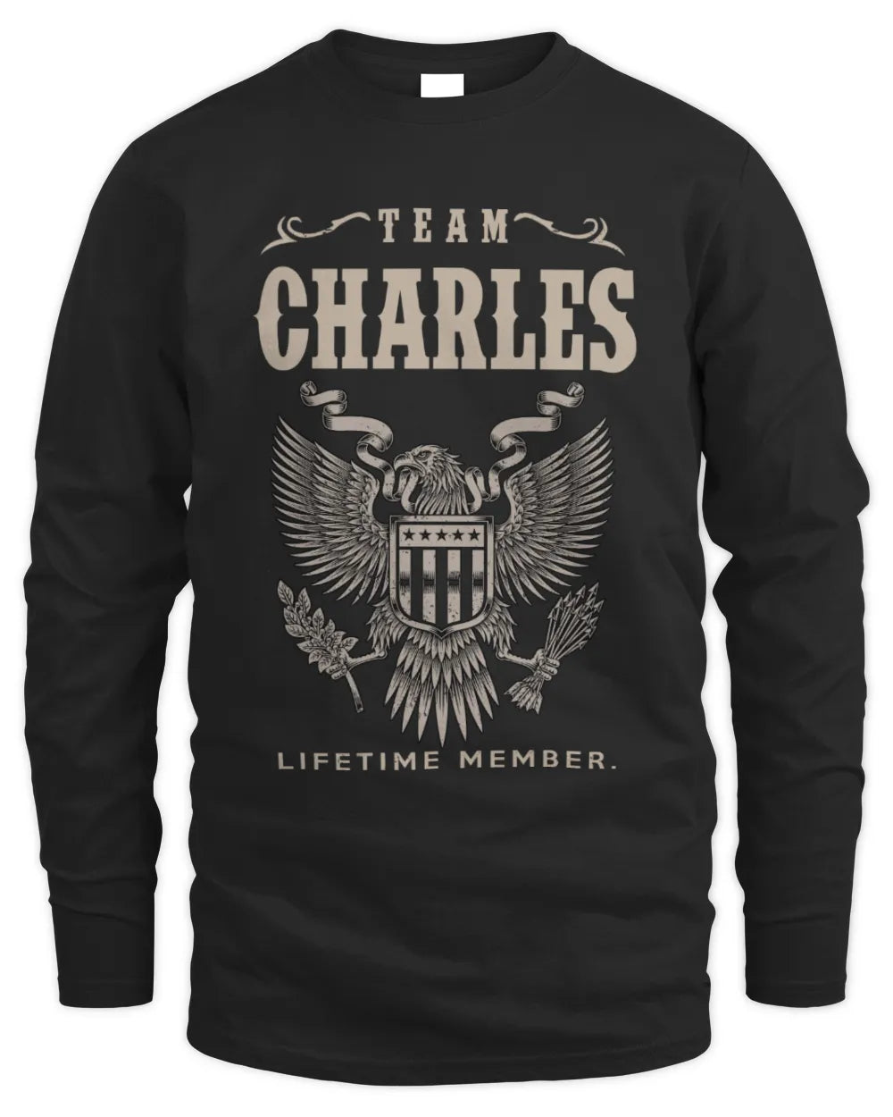 CHARLES TP06-K82 – Personalized Classic Style Apparel “Team NAME Lifetime Member” - Men's Long Sleeved T-Shirt - Black