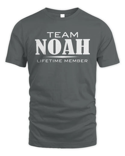NOAH BL62-K4-128 - Personalized “Team NAME Lifetime Member” - Unisex Standard T-Shirt - Charcoal
