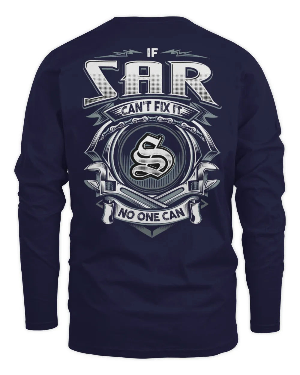 SAR AP81-K4-626 - Personalized Ahmed Quote Apparel “If Ahmed Can't Fix It, No One Can” - Men's Long Sleeved T-Shirt - Navy