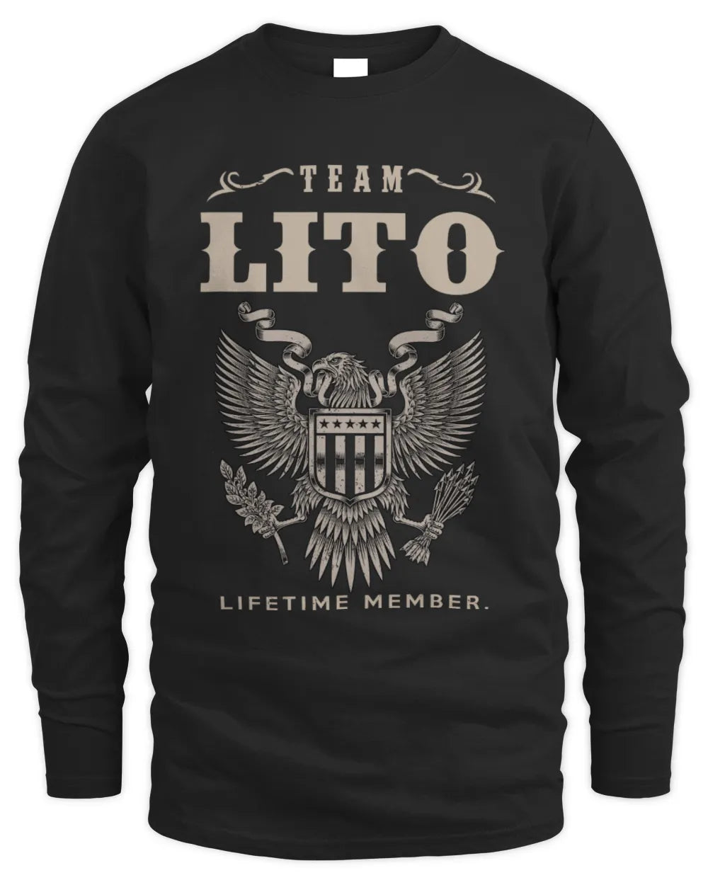 LITO TP06-K82 – Personalized Classic Style Apparel “Team NAME Lifetime Member” - Men's Long Sleeved T-Shirt - Black
