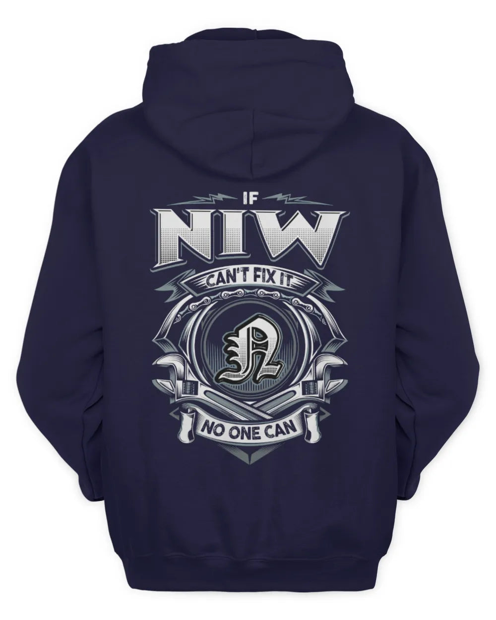 NIW AP81-K4-626 - Personalized Ahmed Quote Apparel “If Ahmed Can't Fix It, No One Can” - Unisex Hoodie - Navy