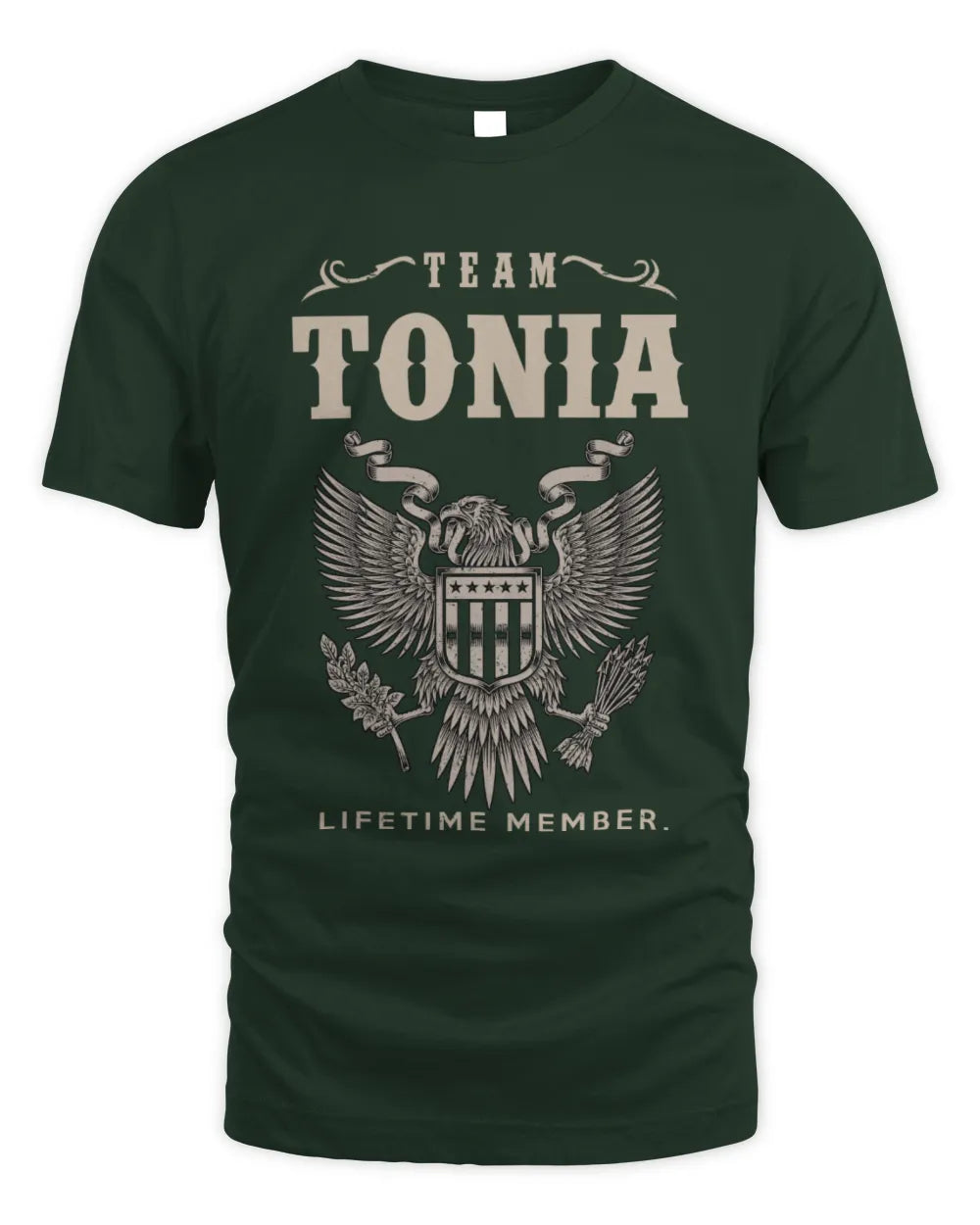 TONIA TP06-K82 – Personalized Classic Style Apparel “Team NAME Lifetime Member” - Unisex Standard T-Shirt - Forest Green