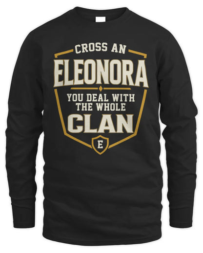 ELEONORA NT1-K008 Cross A/An NAME, You Deal With the Whole Clan | Personalized Vintage T-Shirt - Men's Long Sleeved T-Shirt - Black