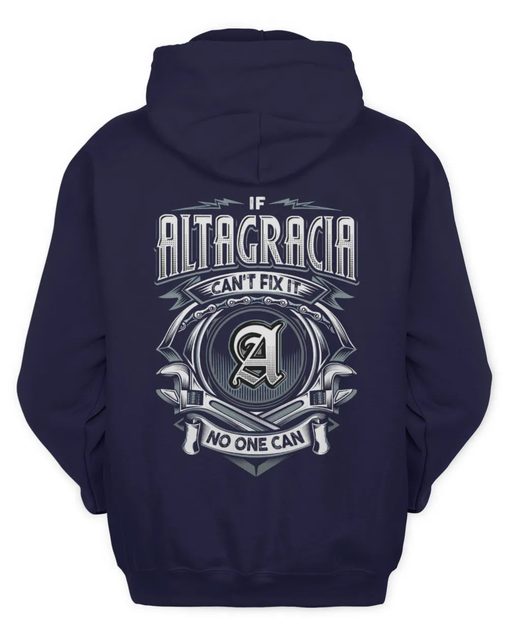 ALTAGRACIA AP81-K4-626 - Personalized Ahmed Quote Apparel “If Ahmed Can't Fix It, No One Can” - Unisex Hoodie - Navy