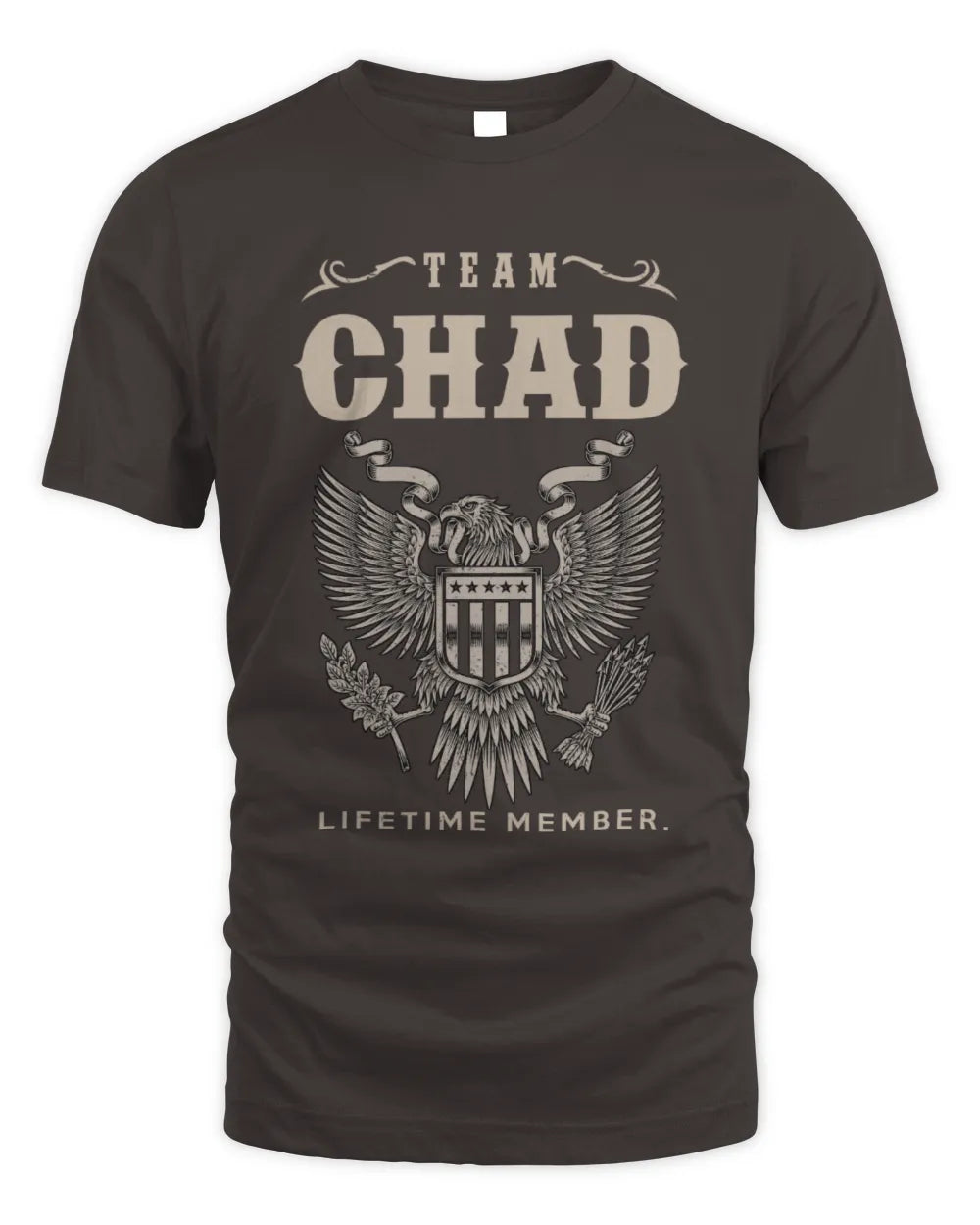 CHAD TP06-K82 – Personalized Classic Style Apparel “Team NAME Lifetime Member” - Unisex Standard T-Shirt - Dark Chocolate