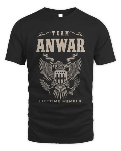 ANWAR TP06-K82 – Personalized Classic Style Apparel “Team NAME Lifetime Member” - Unisex Standard T-Shirt - Black