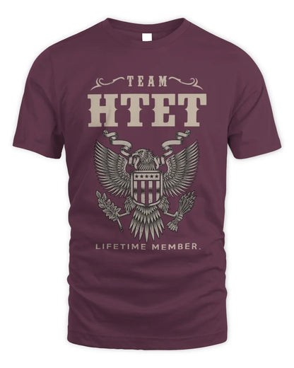 HTET TP06-K82 – Personalized Classic Style Apparel “Team NAME Lifetime Member” - Unisex Standard T-Shirt - Maroon
