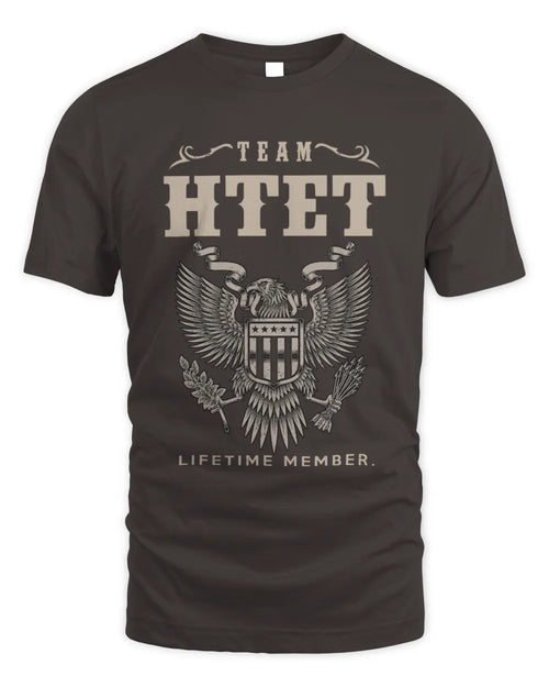 HTET TP06-K82 – Personalized Classic Style Apparel “Team NAME Lifetime Member” - Unisex Standard T-Shirt - Dark Chocolate