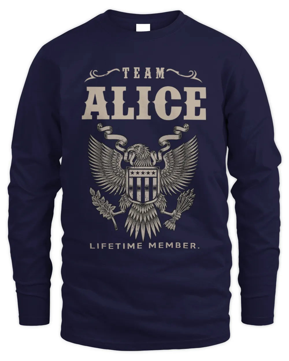 ALICE TP06-K82 – Personalized Classic Style Apparel “Team NAME Lifetime Member” - Men's Long Sleeved T-Shirt - Navy