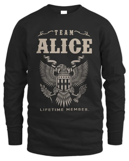 ALICE TP06-K82 – Personalized Classic Style Apparel “Team NAME Lifetime Member” - Men's Long Sleeved T-Shirt - Black