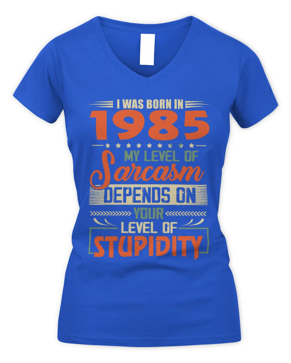 1985 HH89-K2 – Vintage Born to Be Sarcastic T-Shirt - Women's V-Neck T-Shirt - Royal