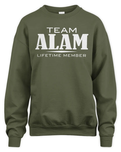 ALAM BL62-K4-128 - Personalized “Team NAME Lifetime Member” - Unisex Sweatshirt - Military Green