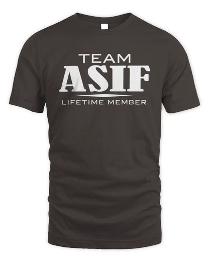 ASIF BL62-K4-128 - Personalized “Team NAME Lifetime Member” - Unisex Standard T-Shirt - Dark Chocolate