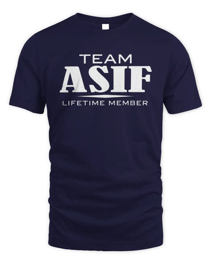 ASIF BL62-K4-128 - Personalized “Team NAME Lifetime Member” - Unisex Standard T-Shirt - Navy