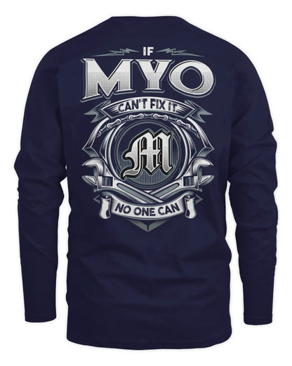 MYO AP81-K4-626 - Personalized Ahmed Quote Apparel “If Ahmed Can't Fix It, No One Can” - Men's Long Sleeved T-Shirt - Navy