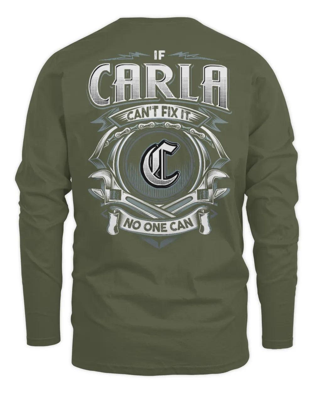 CARLA AP81-K4-626 - Personalized Ahmed Quote Apparel “If Ahmed Can't Fix It, No One Can” - Men's Long Sleeved T-Shirt - Military Green