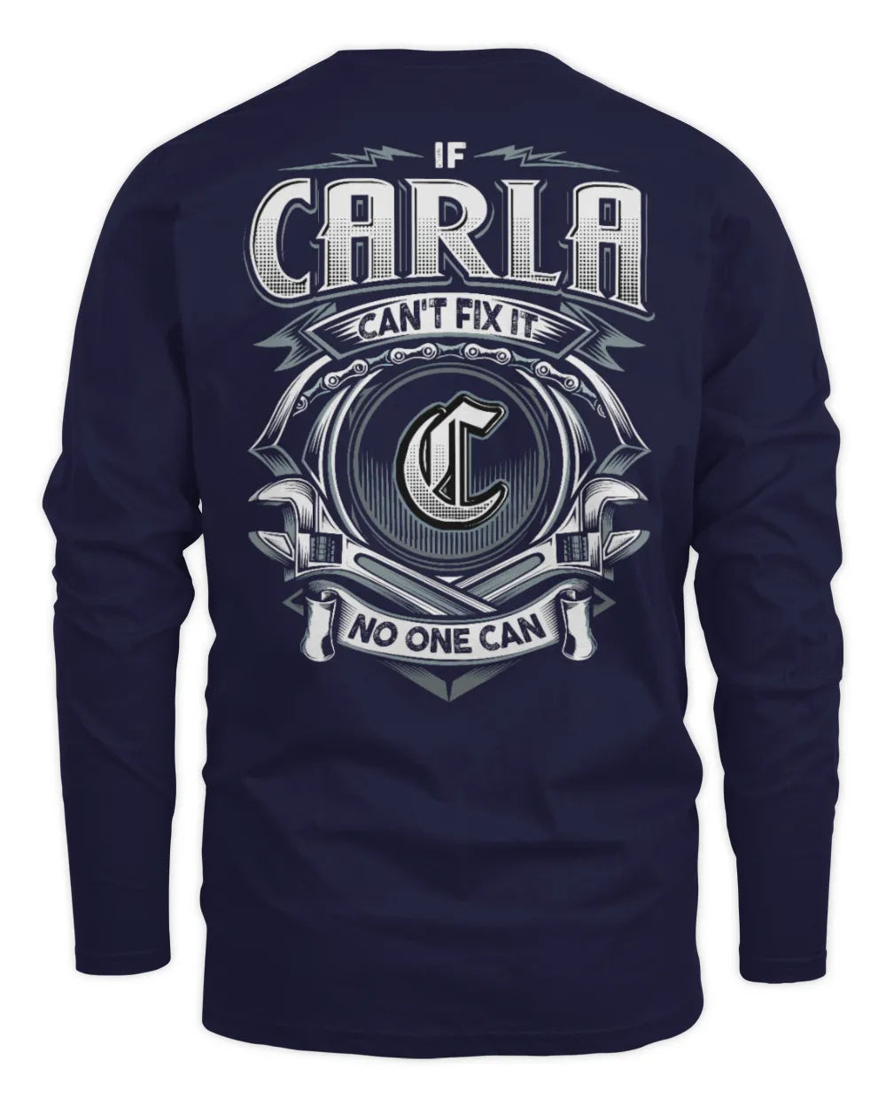 CARLA AP81-K4-626 - Personalized Ahmed Quote Apparel “If Ahmed Can't Fix It, No One Can” - Men's Long Sleeved T-Shirt - Navy
