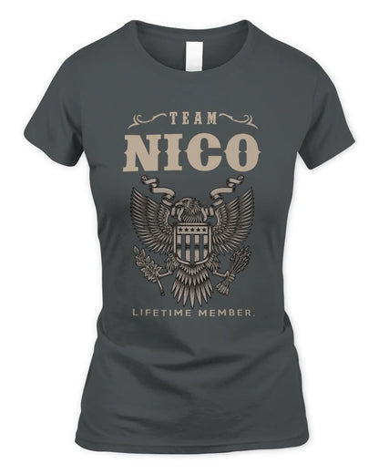 NICO TP06-K82 – Personalized Classic Style Apparel “Team NAME Lifetime Member” - Women's Standard T-Shirt - Charcoal
