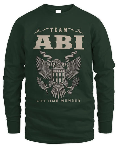 ABI TP06-K82 – Personalized Classic Style Apparel “Team NAME Lifetime Member” - Men's Long Sleeved T-Shirt - Forest Green