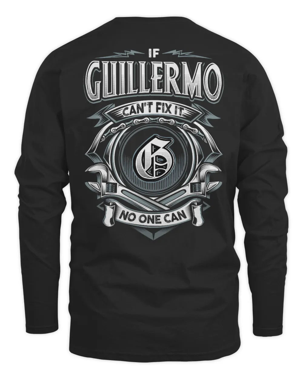 GUILLERMO AP81-K4-626 - Personalized Ahmed Quote Apparel “If Ahmed Can't Fix It, No One Can” - Men's Long Sleeved T-Shirt - Black