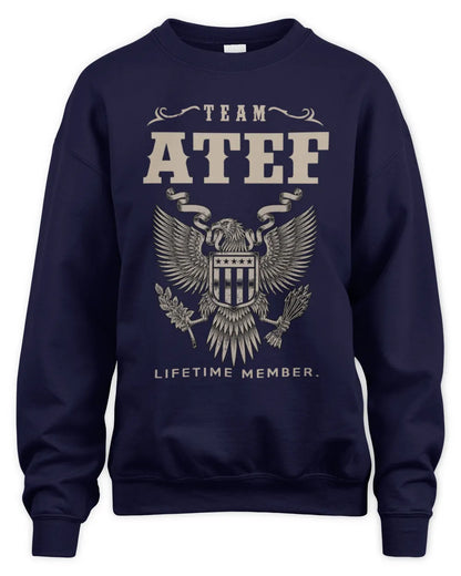 ATEF TP06-K82 – Personalized Classic Style Apparel “Team NAME Lifetime Member” - Unisex Sweatshirt - Navy