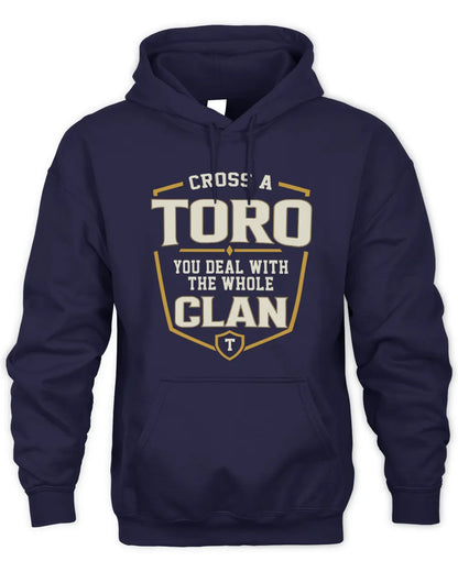 TORO NT1-K008 Cross A/An NAME, You Deal With the Whole Clan | Personalized Vintage T-Shirt - Unisex Hoodie - Navy