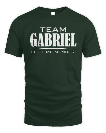 GABRIEL BL62-K4-128 - Personalized “Team NAME Lifetime Member” - Unisex Standard T-Shirt - Forest Green
