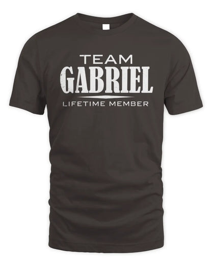 GABRIEL BL62-K4-128 - Personalized “Team NAME Lifetime Member” - Unisex Standard T-Shirt - Dark Chocolate