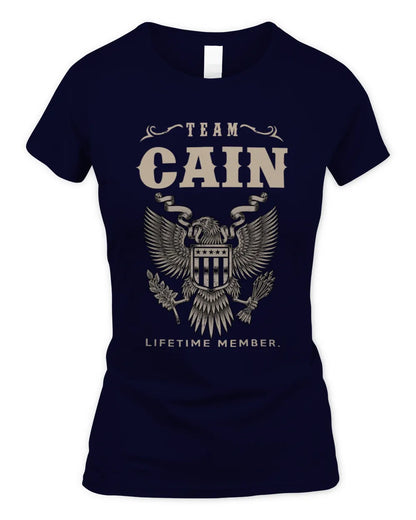 CAIN TP06-K82 – Personalized Classic Style Apparel “Team NAME Lifetime Member” - Women's Standard T-Shirt - Navy