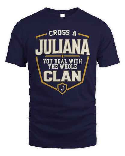JULIANA NT1-K008 Cross A/An NAME, You Deal With the Whole Clan | Personalized Vintage T-Shirt - Unisex Standard T-Shirt - Navy
