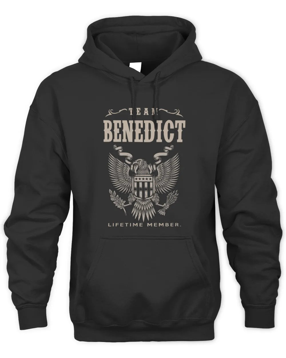BENEDICT TP06-K82 – Personalized Classic Style Apparel “Team NAME Lifetime Member” - Unisex Hoodie - Black